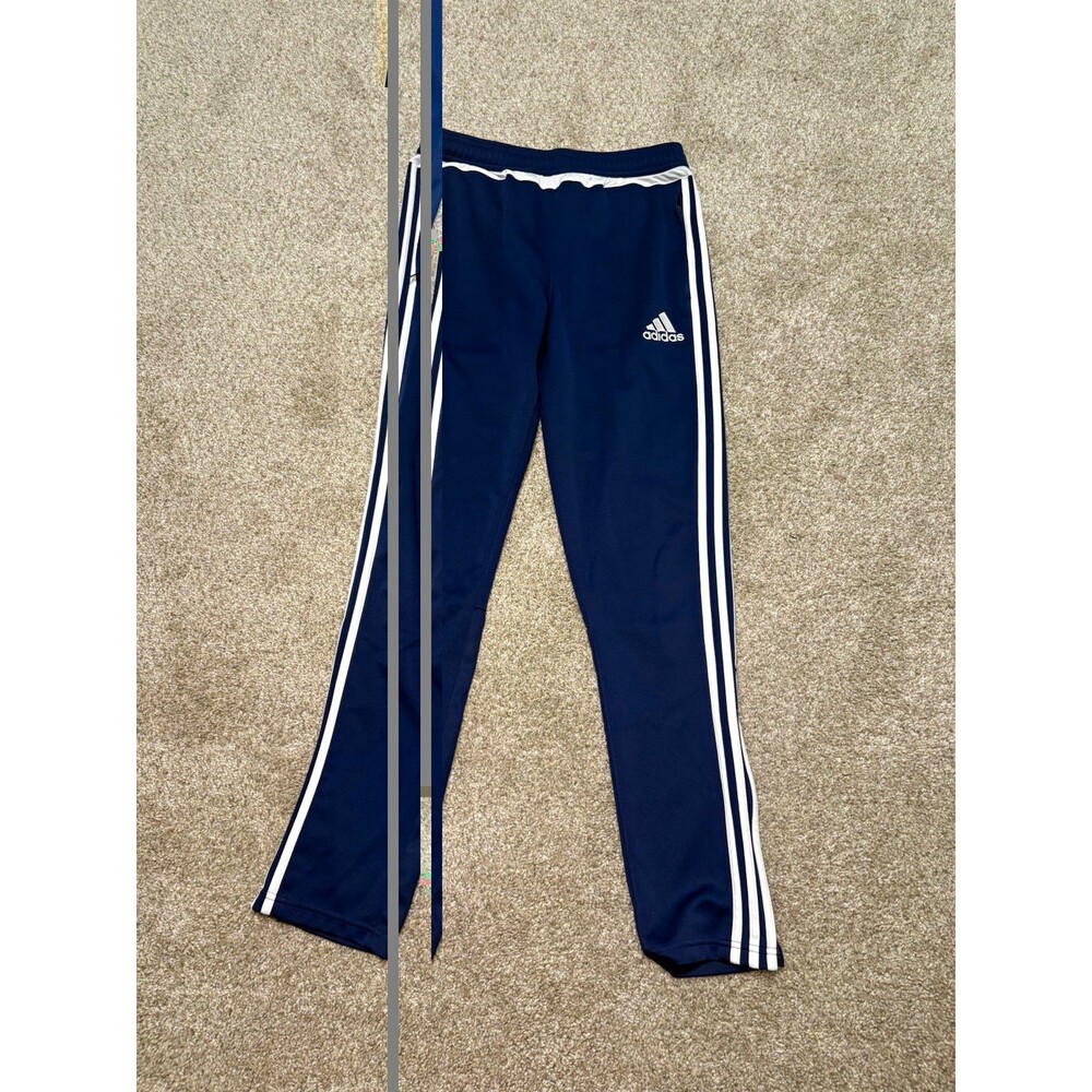 adidas Climacool Blue/White 3-Stripe Track Pants Teens XL Elastic Waist